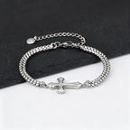 Cross Bracelets Stainless Steel Multi Layer Chain Wristband Casual Jewelry for Men