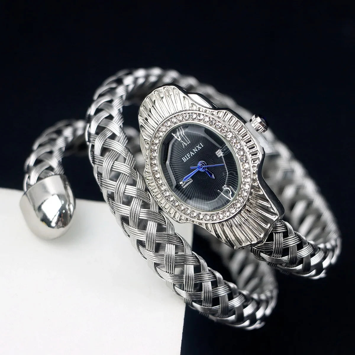 Fashion Diamond BIFANXI New Quartz Watch Women Unique Snake Shape European American Bracelet Watches Wire Braided Lady Wristatch