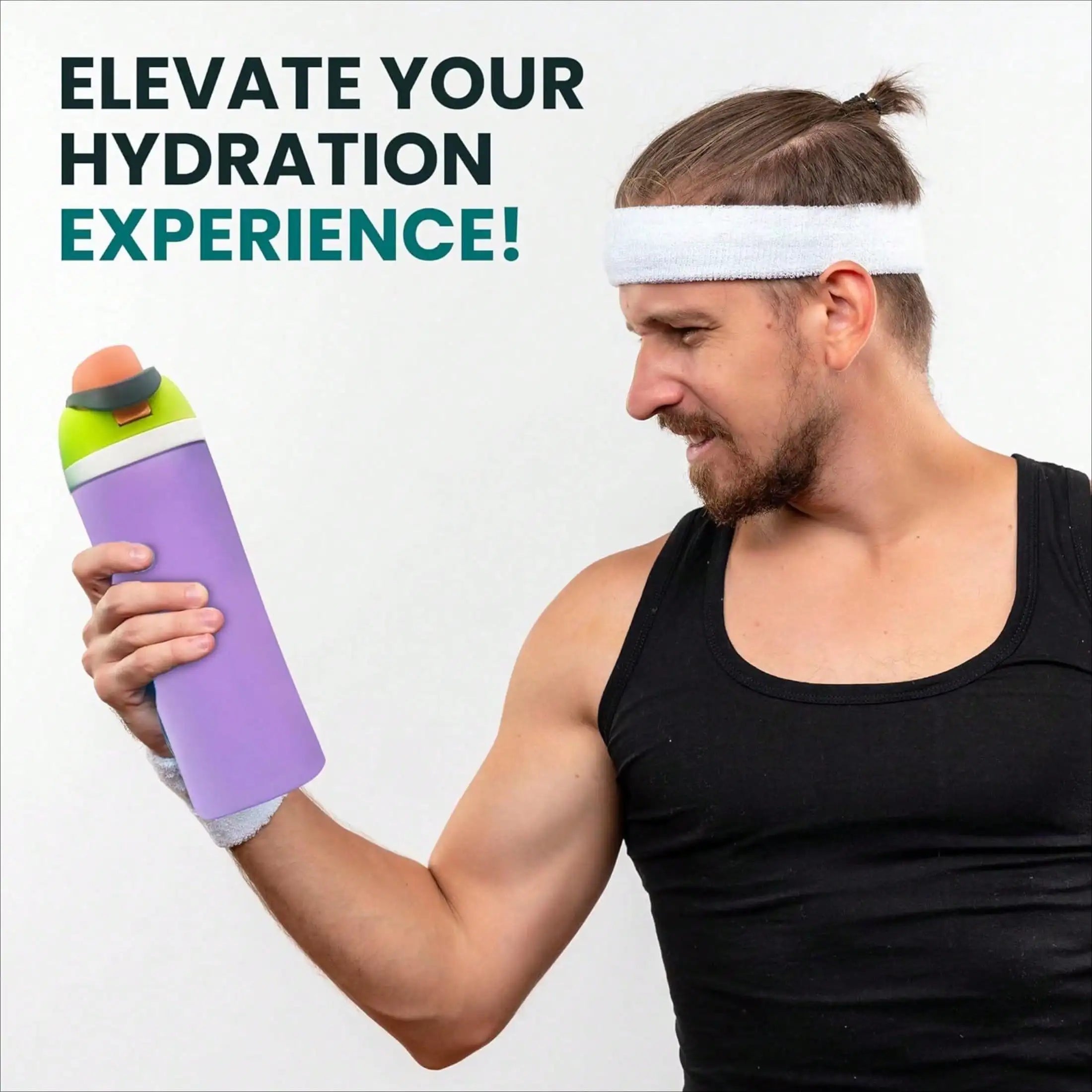 304 Stainless Steel Fitness Sports Vacuum Bottle with handle and straw, Large Capacity Macaron Thermal Mug 32 oz mbzr