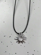 Y2K spiral swirl stainless steel pendant necklace unisex vintage handmade braided leather design