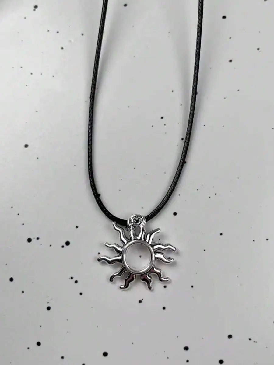 Y2K spiral swirl stainless steel pendant necklace unisex vintage handmade braided leather design