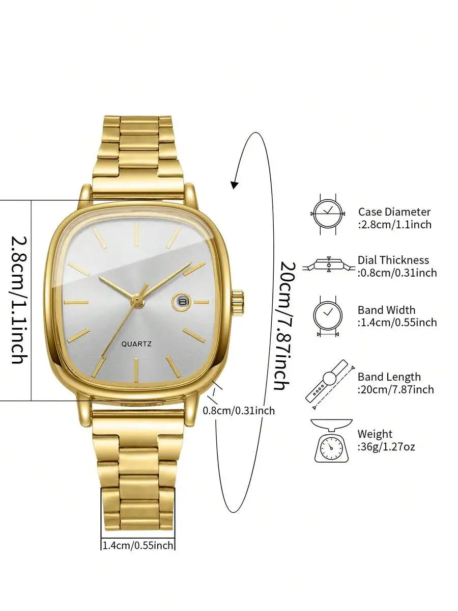 2pcs/Set Fashionable Couple Minimalist Calendar Dial Classic Quartz Wrist Watches, No Watch Box Included