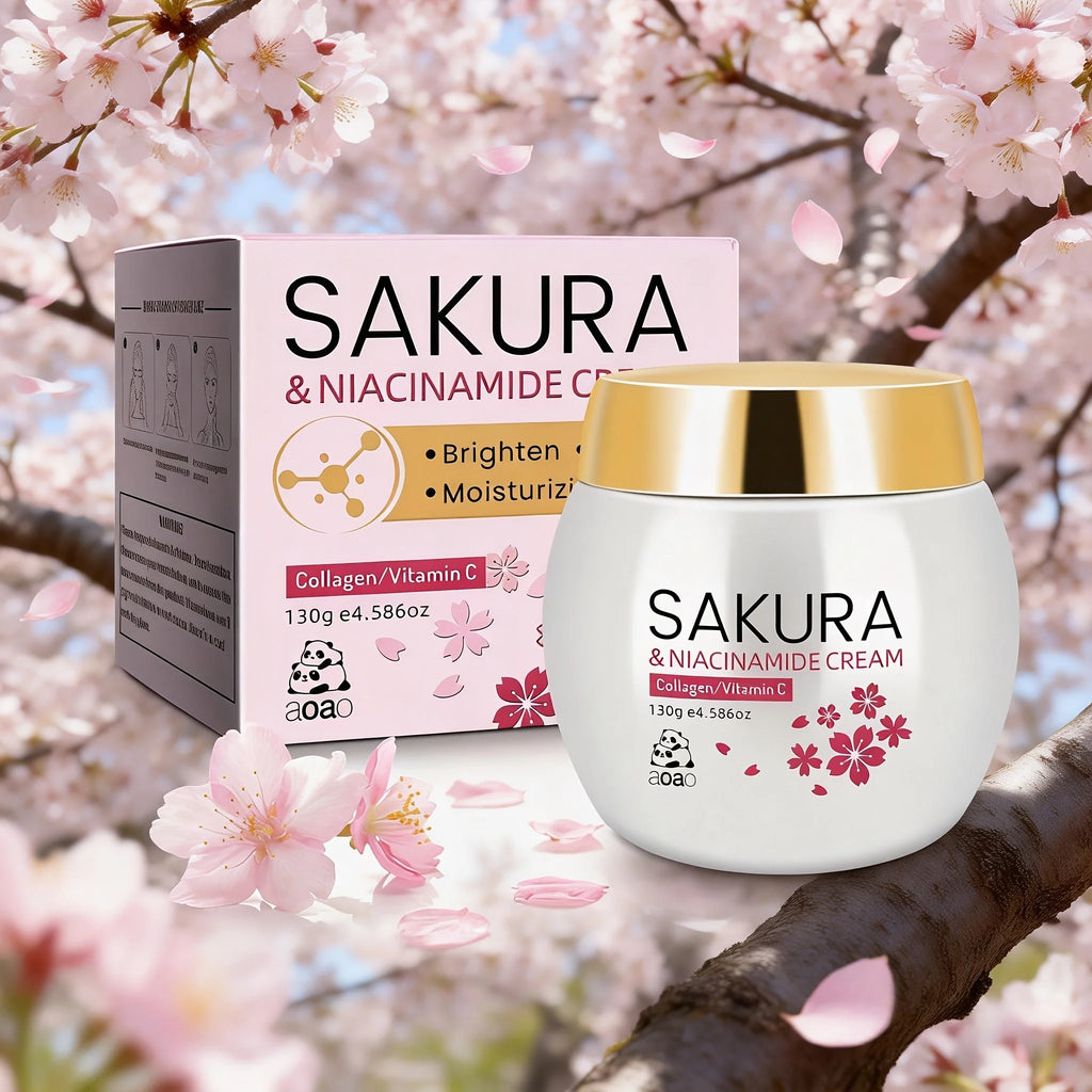 Sakura Face Cream | Infused With Collagen And Niacinamide To Deeply Nourish Dry Skin. Apply To Face And Neck For Complete Care. mbzr