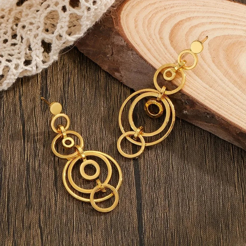 New Geometric Gold Color Hoops Hollow Earrings For Women Fashion Jewelry