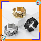 Hot Selling Ancient Egypt Eye of Horus Ring Anubis God Literary Retro Titanium Steel Hand Jewelry