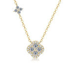 OXTAO 14K Gold Filled Clover Pendant Necklace 3mm D Color VVS1 Sweet Moissanite Four-leaf Flower Jewelry for Women Girls Birthday Gift