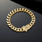 14K Gold Plated Miami Cuban Link Chain Bracelet The New Gold-Plated Craftsmanship Waterproof Fade-Resistant Non-Allergenic Hypoallergenic Material Thickened Link Chain Hip-Hop Jewelry for Men Women Valtentine's Day Gift