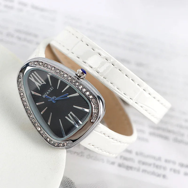 AAA Red Unique Top Brand Quartz Watches Women Fashion Snake Shape Simple Ladies Women's Watch Leather Strap Waterproof Watches