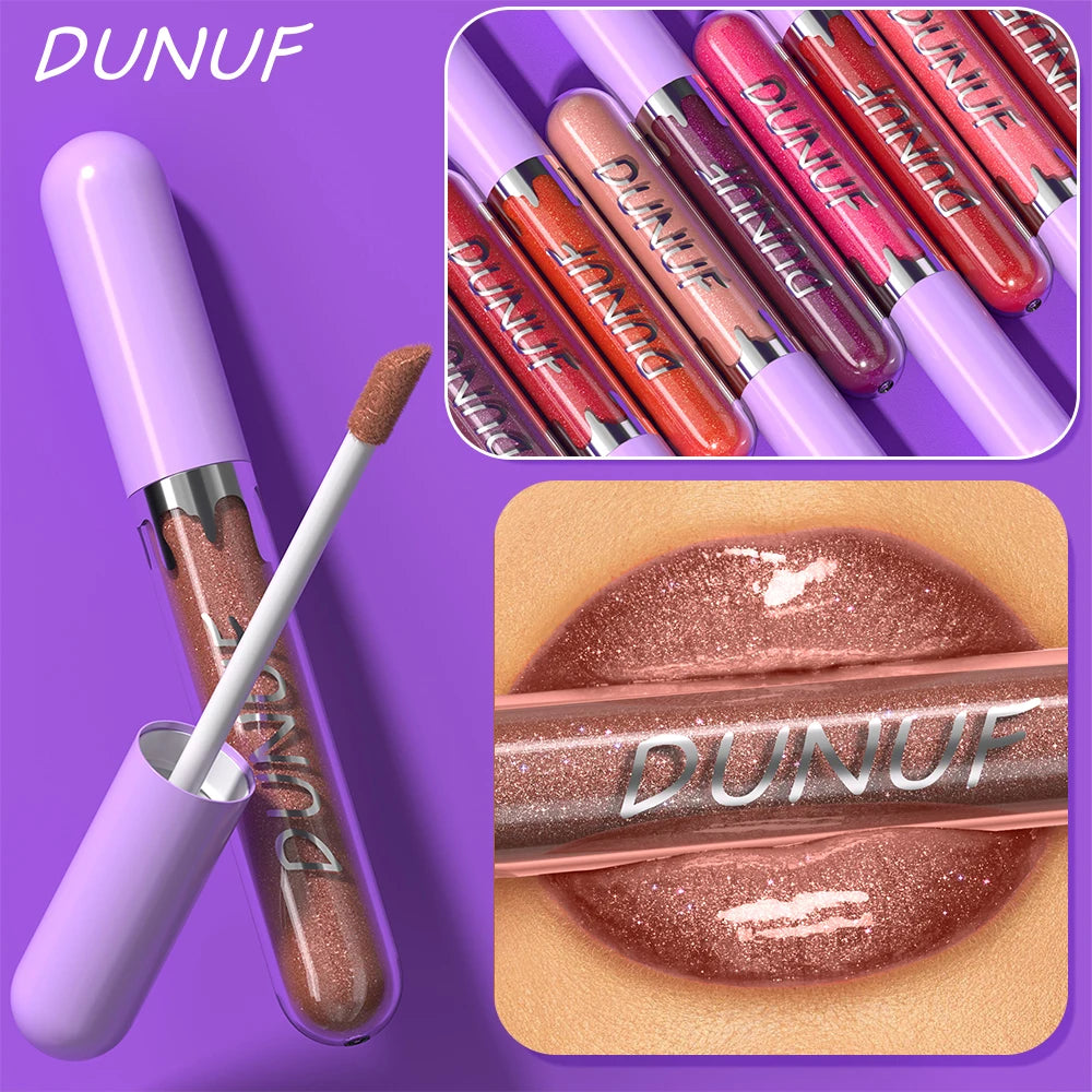 Lip Gloss Lip Oil Set, Glitter Lipstick Shimmer Moisturizing Hydrating Waterproof Non-sticky, Deep Red, Y2K Makeup Christmas mbzr