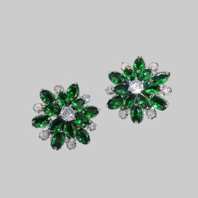 Cute Big AAAAA Bling Cubic Zirconia 925 Silver Needle Stud Earrings Fashionable Flower Earring for Women Jewelry Gift Brincos mbzr
