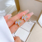 3pcs Micro Paved Maple Leaf Full Rhinestone Jewelry Set, Luxury Elegant Unique Earrings Necklace Combo for Women Wedding Party Banquet