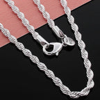 Hot Charms Fine 4MM Rope Chain 925 Sterling Silver Necklaces for Woman Men Classic Fashion Jewelry Wedding Party Holiday Gifts mbzr