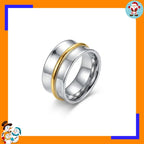 Minimalist Two-color Wide-edge Ring Commuting Versatile Titanium Steel Gold and Silver Contrasting Color Non-fading Ring