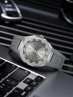 TOMI 1pc TOMI Unisex Fashion Octagonal Quartz Watch Silicone Strap Brushed Case Business Casual Wristwatch Suitable For Daily