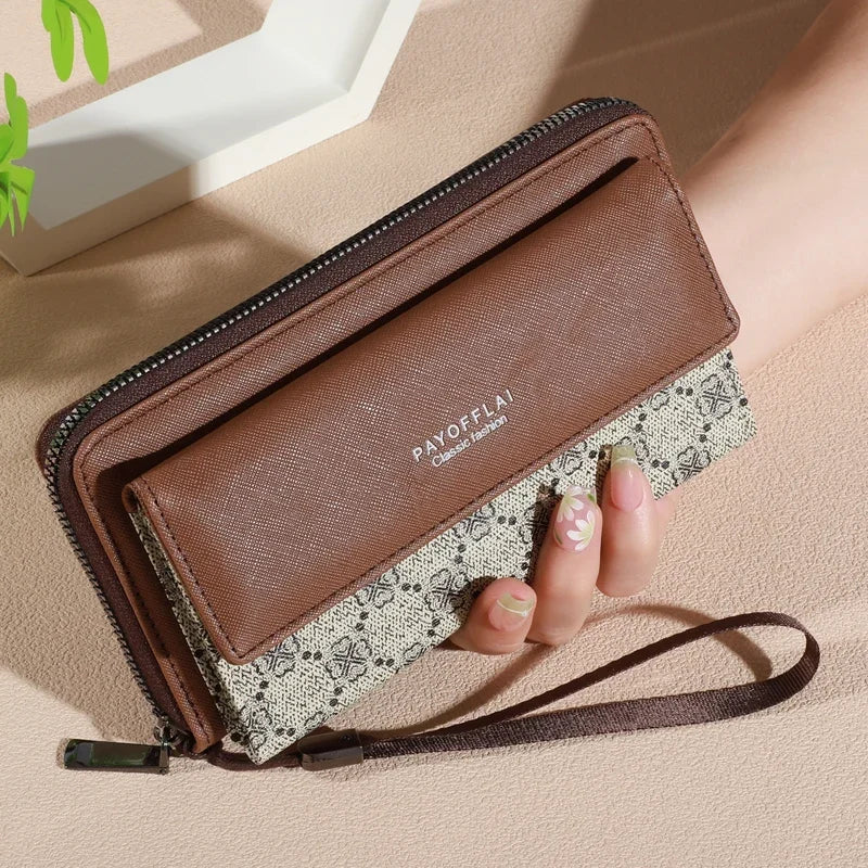 Women's PU Leather Long Organizer Wallet with Zipper