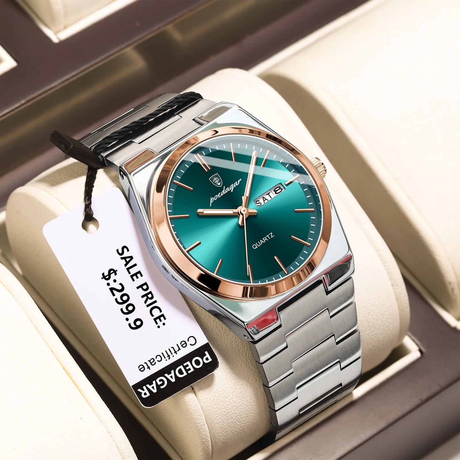 POEDAGAR Luxury Men's Watches Waterproof Luminous Date Week Men Watch Stainless Steel Casual Fashion Quartz Man Wristwatch Reloj mbzr
