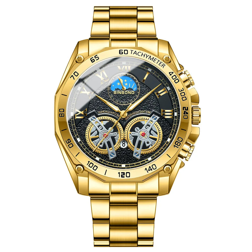 BINBOND Luxury Men Quartz Watches Fashion Concept Decorative Dial Casual Military Sports Wristwatch Waterproof Men's Clock mbzr
