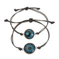 Adjustable Handmade Braided Rope Couple Bracelets Glow In The Dark Sun Moon Glass Bead Wrist Jewelry Casual Fashion Matching Accessories