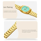 YaLaLuSi Vintage Tonneau Square White Dial Women Watch Day Date Display Brushed Solid Link Gold Bracelet Quiet Luxury Waterproof Ladies Quartz Wristwatch For Office Daily Commute