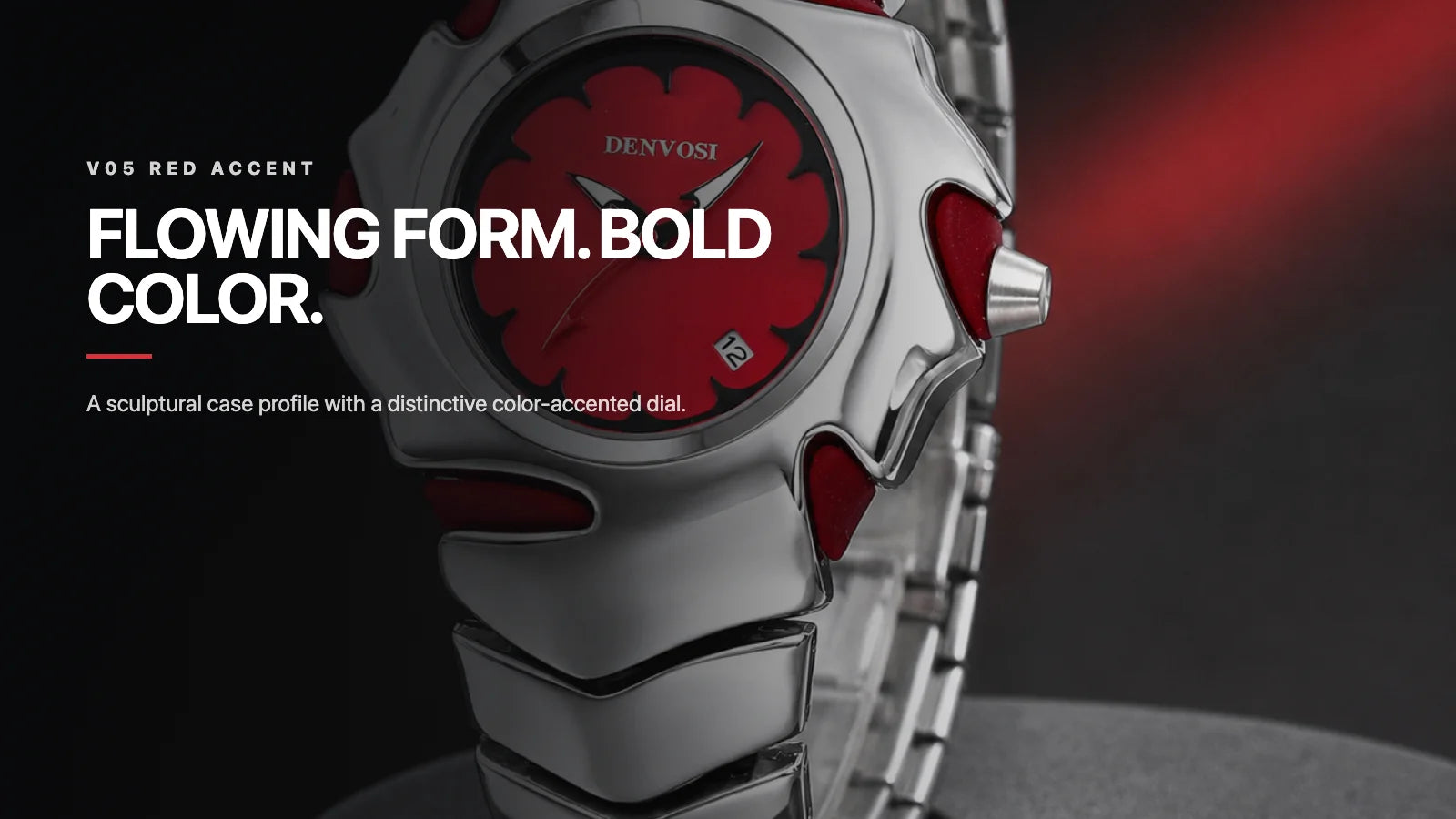 DENVOSI Futuristic Sport Watch Irregular Shark Wave Design Analog Quartz Metal Band for Men and Women