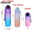 600ML Sports Water Bottle with Time Marker Leak-proof Cup Motivational Portable Water bottle for Outdoor Sport Fitness mbzr