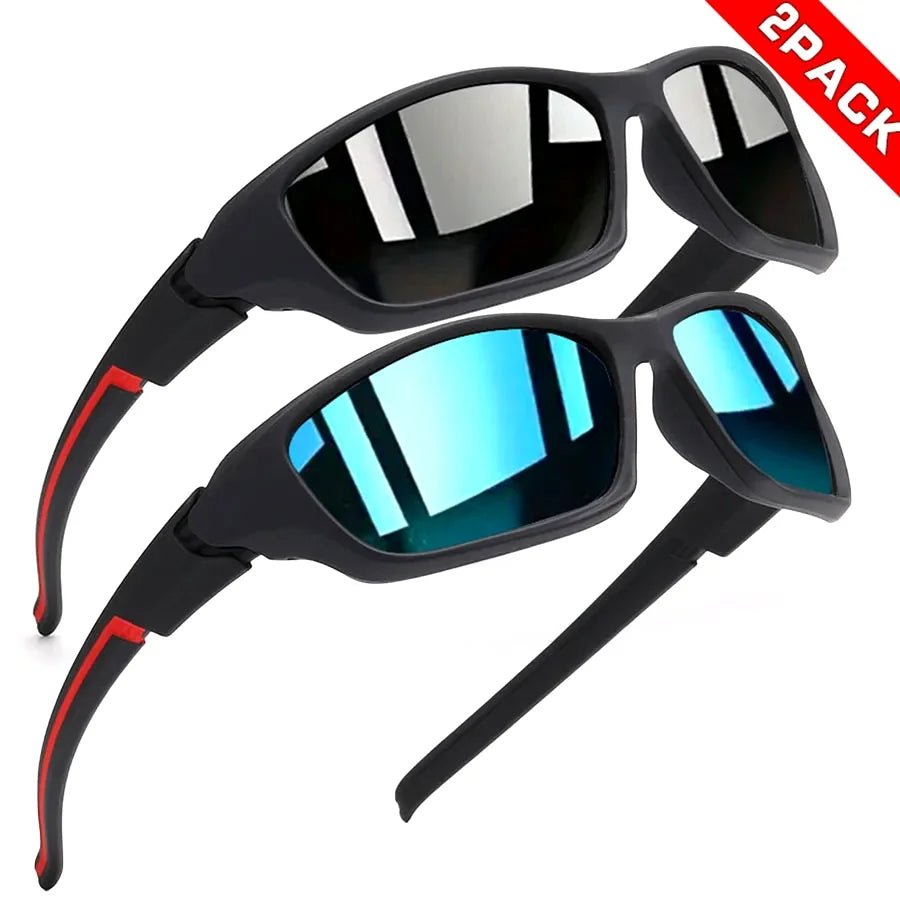 2PCS Colorful Sports Sunglasses - Wraparound Design, UV400 Unisex Comfort Fit for Cycling, Hiking & Outdoor