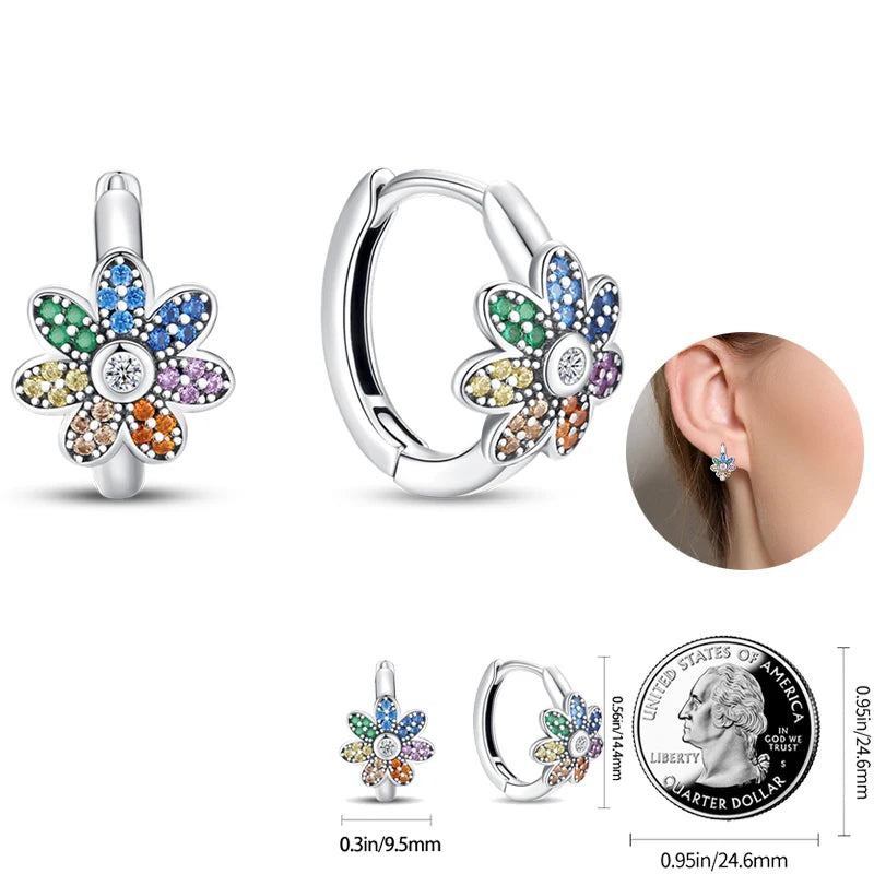 Women's 925 Sterling Silver Circle Style Simple Colorful And Shiny Zircon Earrings Fit For Attend A Wedding Exquisite Jewelry mbzr