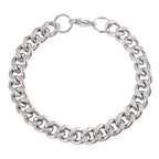 Men's Chunky Stainless Steel Miami Cuban Chain Bracelet Punk Wristband Silver Color Bangle Jewelry Accessory for Foot Hand Chai