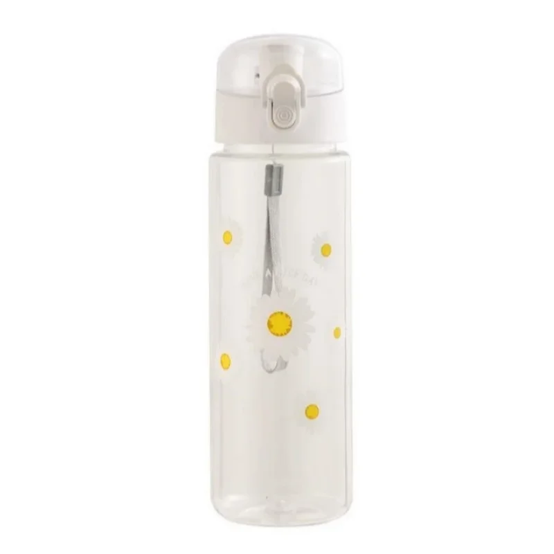 780ml Daisy Flower Plastic Water Bottle Sports Transparent Water Bottle Portable Gym Travel Clear Leakproof Drinking Bottle mbzr