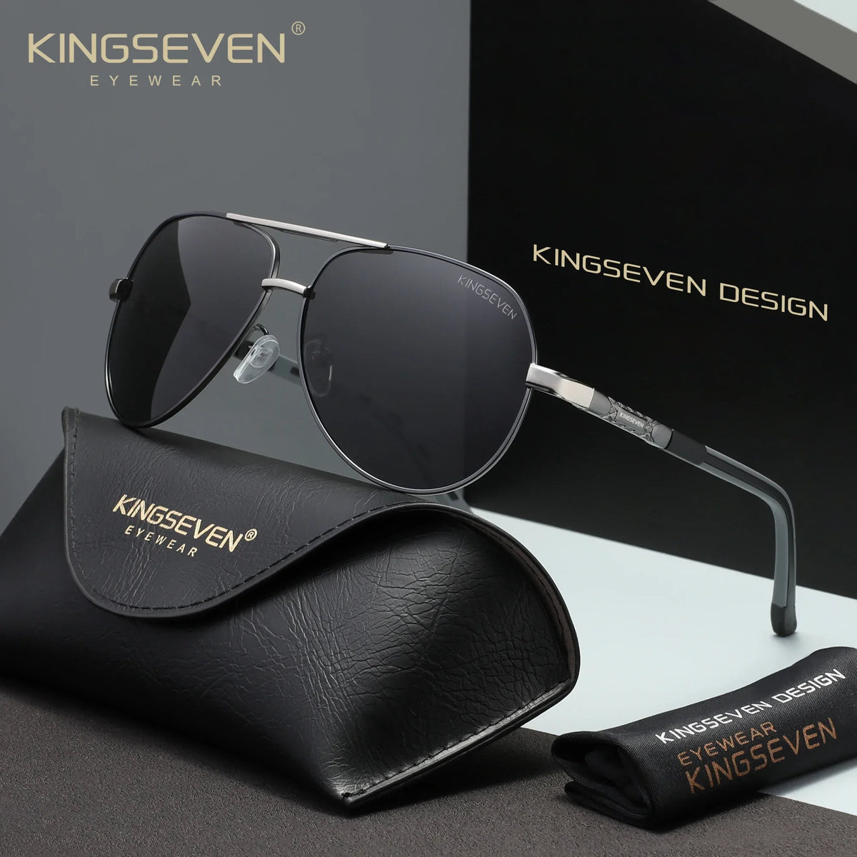KINGSEVEN New Fashion Pilot Frame Sunglasses Unisex Classic Outdoor Sports Summer Glasses Polarized UV400 Driving Shades Eyewear