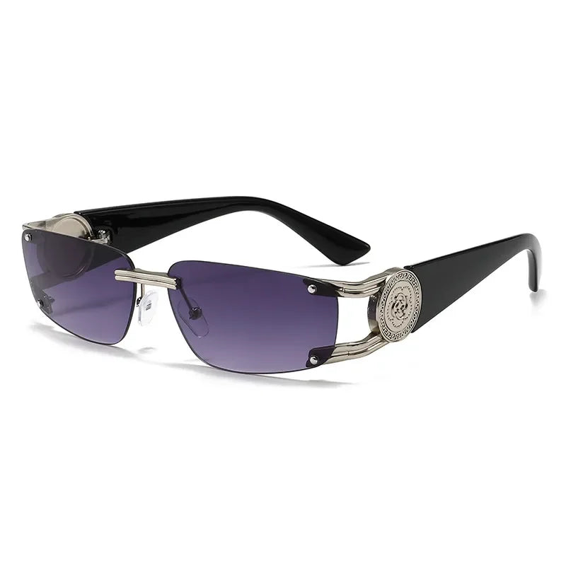 Retro Y2K Spice Girl style frameless sunglasses with engraved design UV protection streetwear sunglasses for women made of mbzr