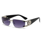 Retro Y2K Spice Girl style frameless sunglasses with engraved design UV protection streetwear sunglasses for women made of mbzr