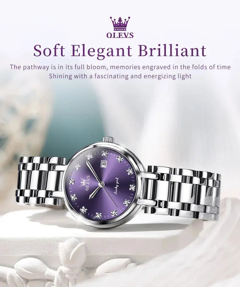 OLEVS 5575 Elegant Watch Fashionable Roman Scale Diamond Calendar Dial Luxury Quartz mbzr