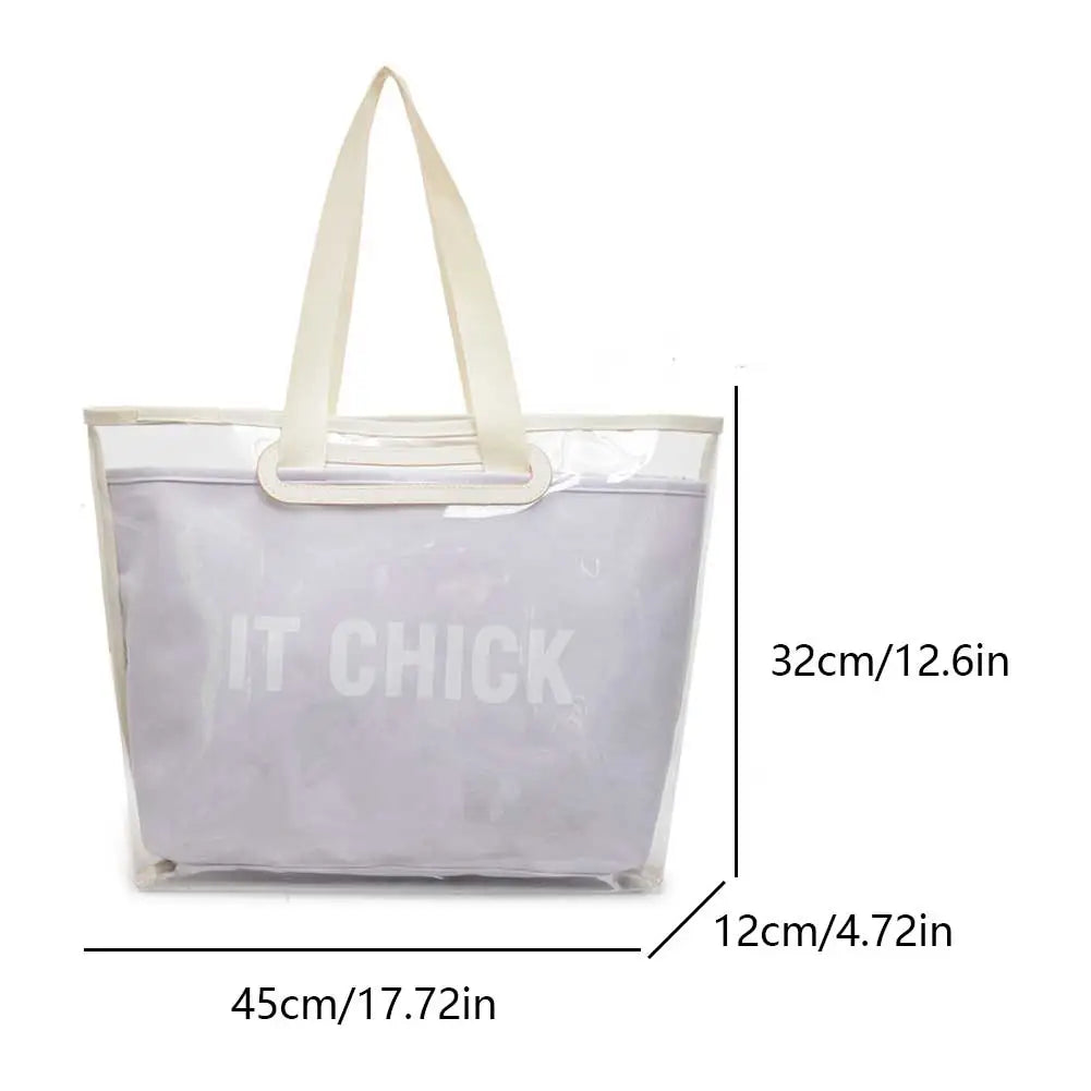PVC Transparent Shoulder Bag Large Capacity Versatile Handbag Water Proof Multifunctional Tote Bag Summer Beach Bag