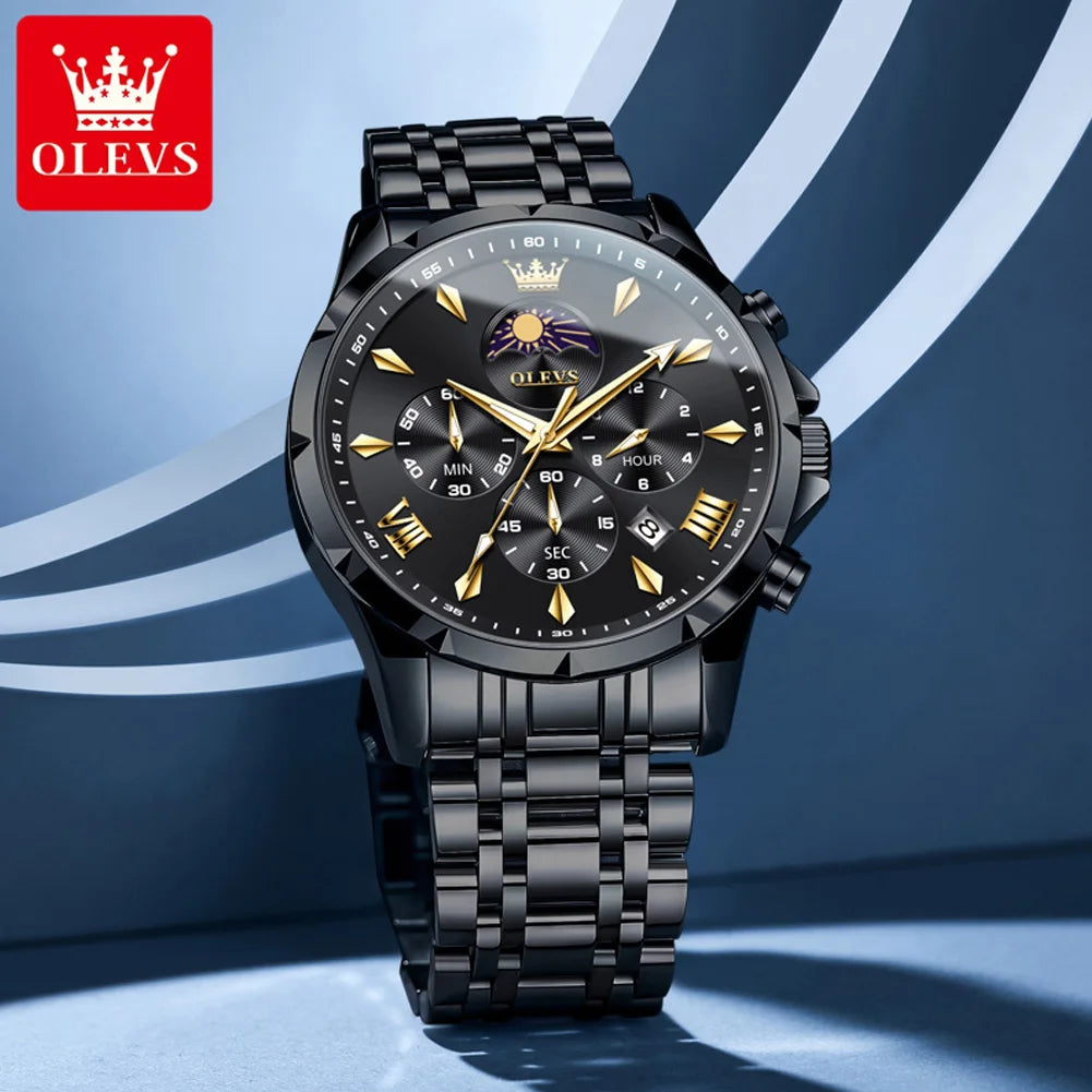 OLEVS 3653 Moon Phase Men Watch Luxury Brand Quartz Watch Fashion Original Waterproof Luminous 24-hour Automatic Date Men Watch mbzr