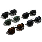 Peekaboo TR90 Polarized Sunglasses Men Retro Style Metal Square Sun Glasses for Women Double Bridge Driving Green Black UV400