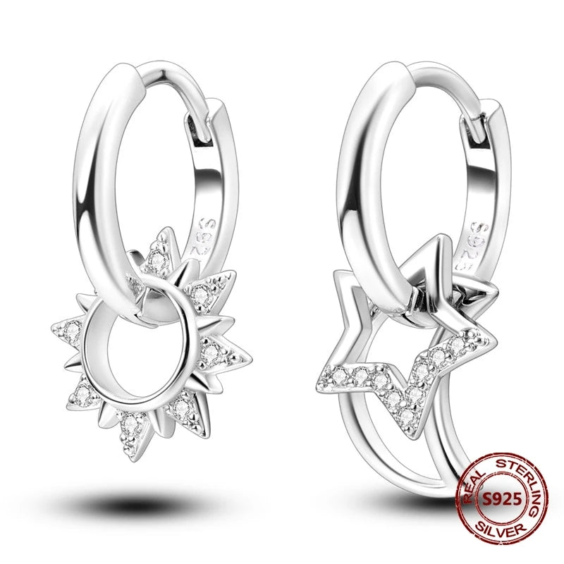 Fine Jewelry 925 Silver Rose Gold Plated Zircon Sparklin Hoop Earrings For Women mbzr