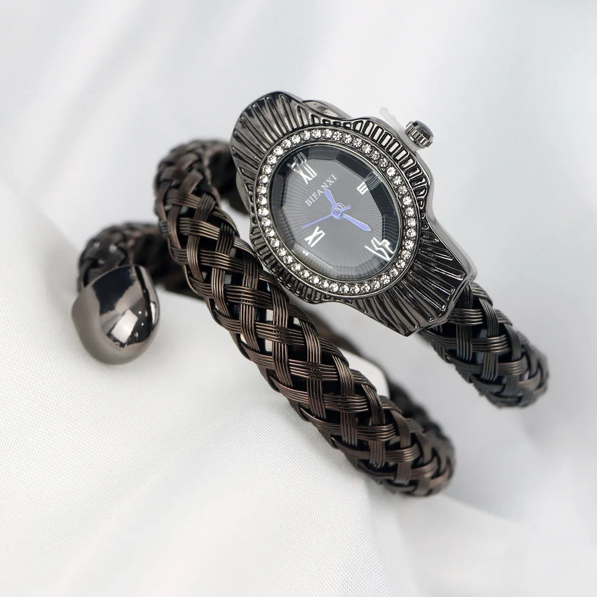 Fashion Diamond BIFANXI New Quartz Watch Women Unique Snake Shape European American Bracelet Watches Wire Braided Lady Wristatch