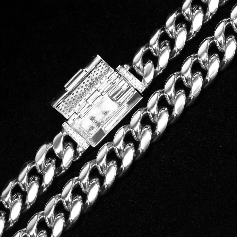 8/10/12/14mm Solid Stainless Steel Cuban Miami Link Chain Bracelets for Men Hip Hop Bling Iced out Rapper Jewelry