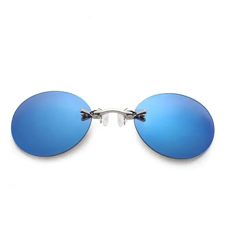 1-2PCS Clip On Nose Glasses Round Rimless Matrix Morpheus Sunglasses Mini Frameless Vintage Shades
