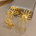 316L Stainless Steel Sunflower Open Cuff  Bangles Bracelet Y2K Gold Plated Waterproof Charms Jewelry Women's Men Gifts