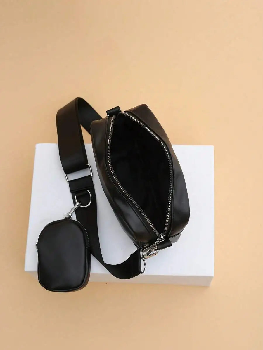 Men's Lightweight Crossbody Bag with Zipper & Slit Pocket