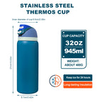 Owalaa dark blue 32oz/945ml stainless steel insulated water bottle with straw,for daily sports outdoor,perfect gift mbzr