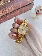 1pc Minimalist Gold Square Face Quartz Women Watch, Suitable For Daily Decoration