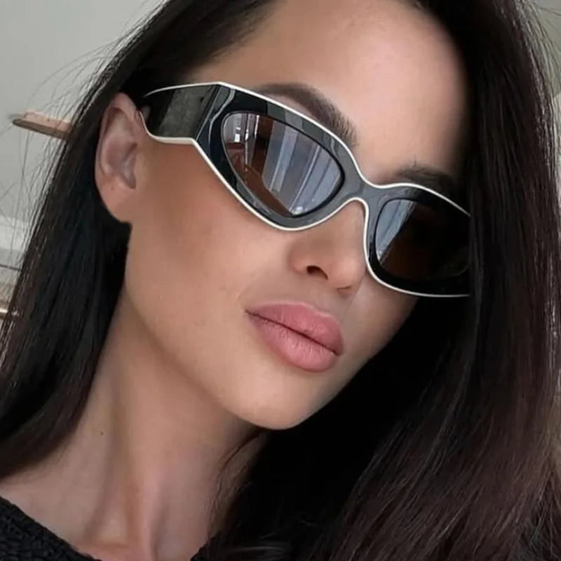 vintage patchwork small cat eye sunglasses women new fashion brand black white gradient sun glasses ladies trendy sexy shades
