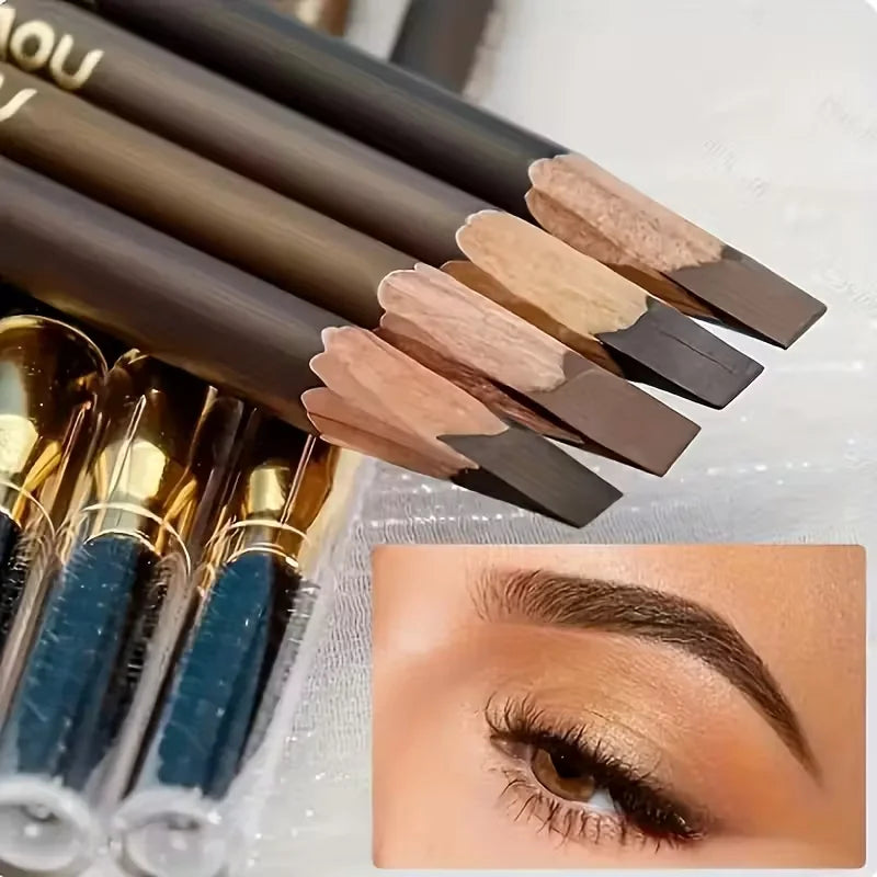 4 Pack Waterproof Eyebrow Pencils - Dual-Ended with Spoolie Brush | Smudge Proof Long Lasting Microblading for Tattooed Brows, S mbzr