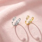CoolTime Celtic Trinity Knot Ring For Women Zircon Stainless Steel Open Ring Sparkling Triquetra Amulet Wicca Jewelry Gift