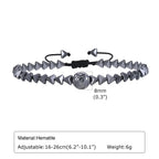 Vnox Stylish Black Triangle Beads Bracelets for Men Women Stretch Unisex Gallstone Handmade Hematite Wristband Jewelry