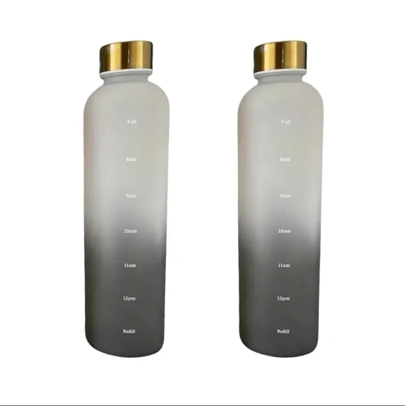 1000ML Bottle With Time Marker Motivational Reusable Fitness Sports Outdoors Travel Cycling Leakproof BPA Free Frosted Bottle mbzr
