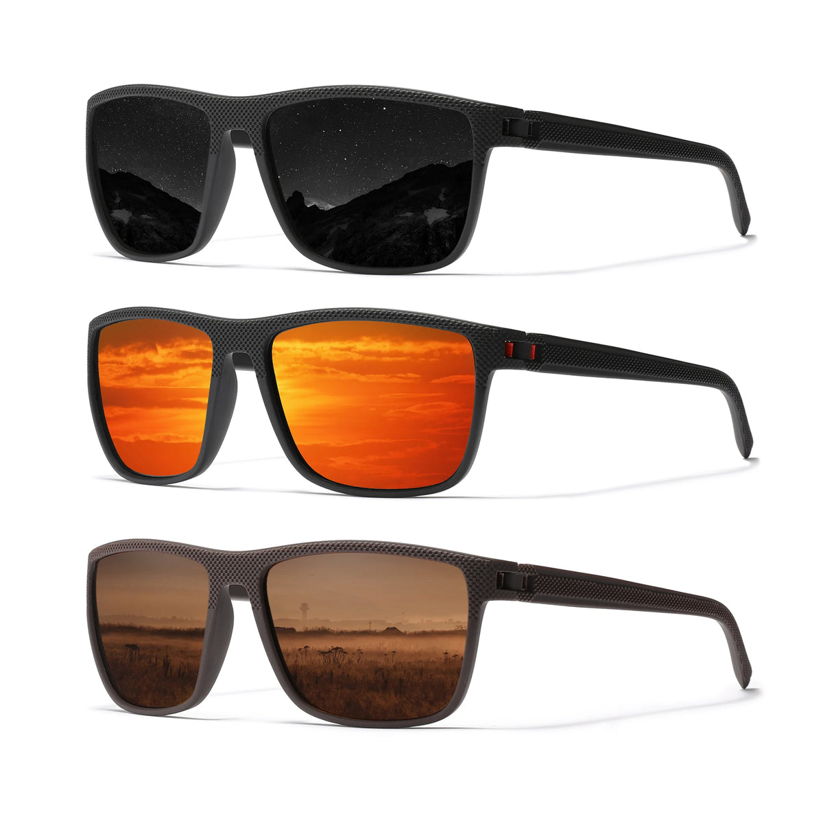 KINGSEVEN 3pcs Sunglasses For Men luxury Polarization High Quality TR90 UV400 Eyewear Eye Protection Glasses